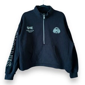 Drac Sport She Wolves Club Black Half Zip Sweatshirt Size Large